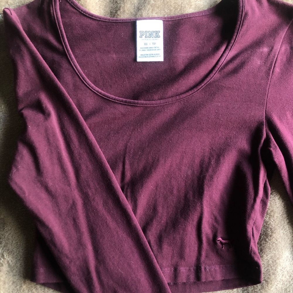 Pink! Maroon Long sleeved Crop Top
